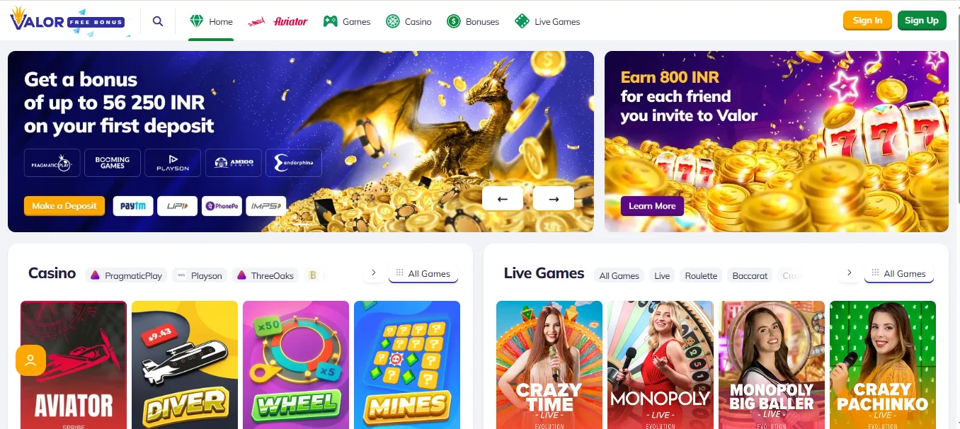valorbet casino India