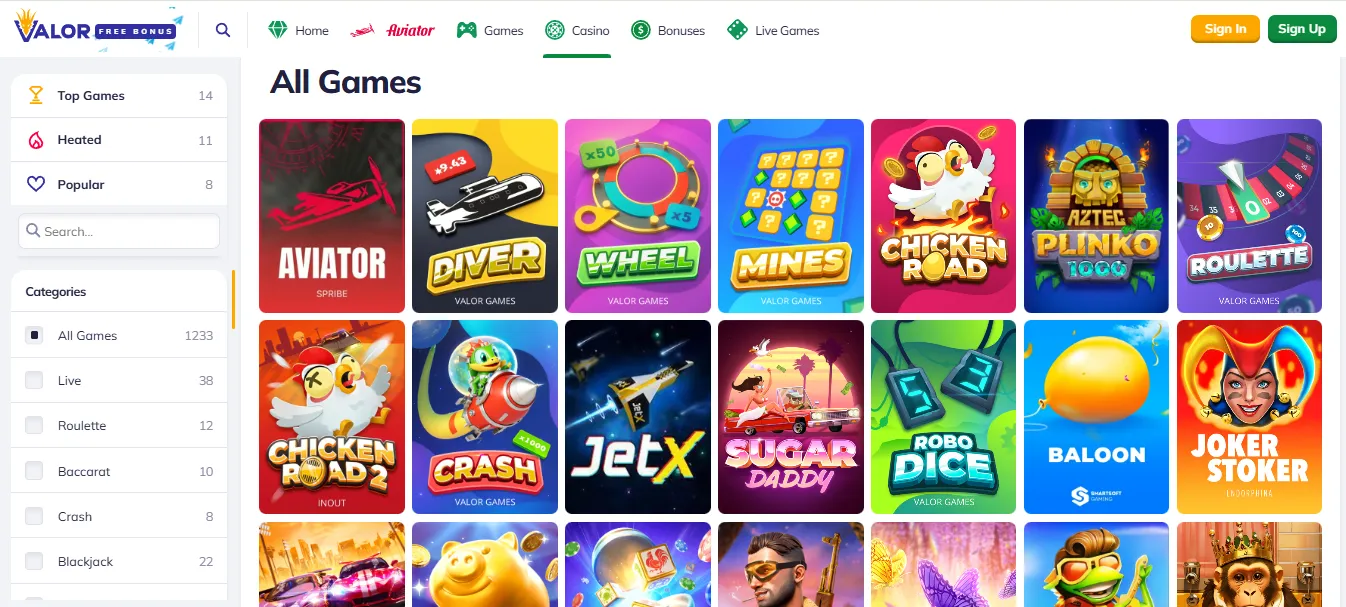 valorbet games